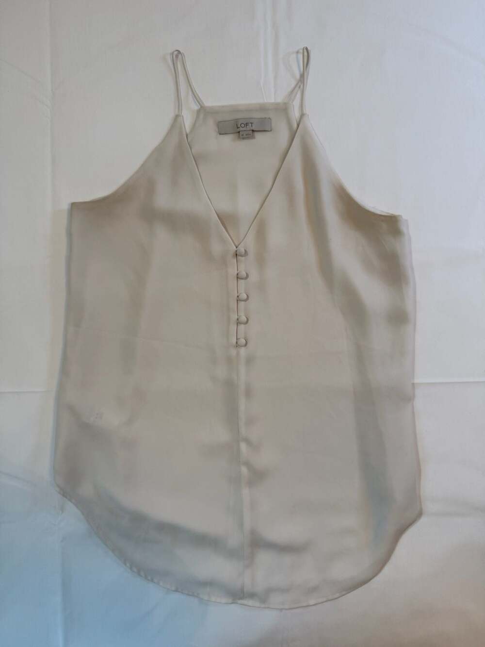 LOFT Women's Cream Button-Front V-Neck Camisole Tank Top